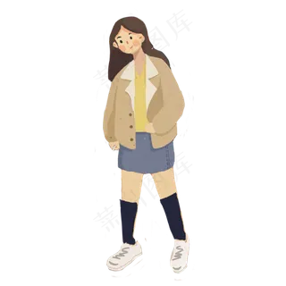 卡通秋天可爱少女免扣素材