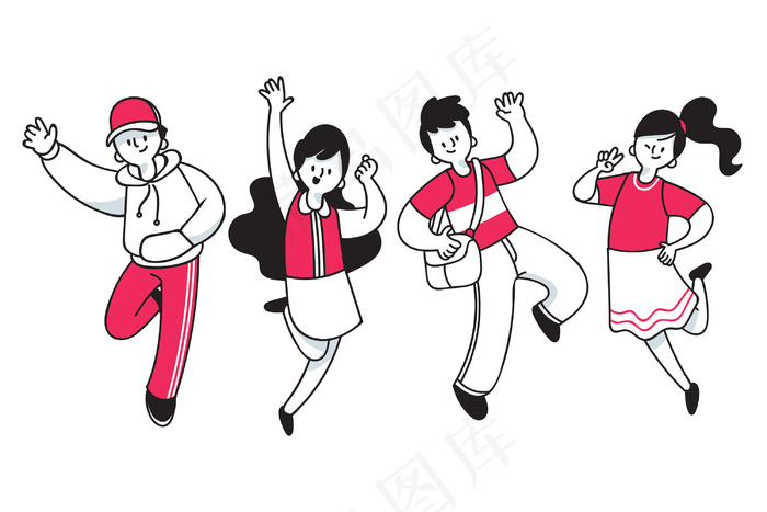 一组不同的年轻人