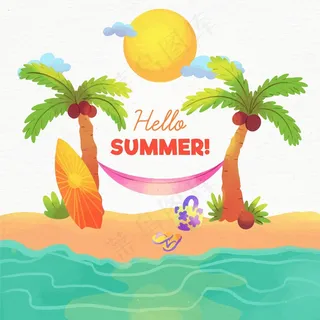 水彩画夏季概念
