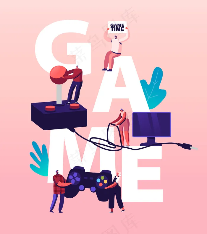 电脑游戏插图eps,ai矢量模版下载