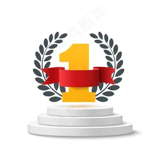 第一个背景是空白的，红丝带和橄榄枝在白色的圆形底座上。海报或宣传册模板。