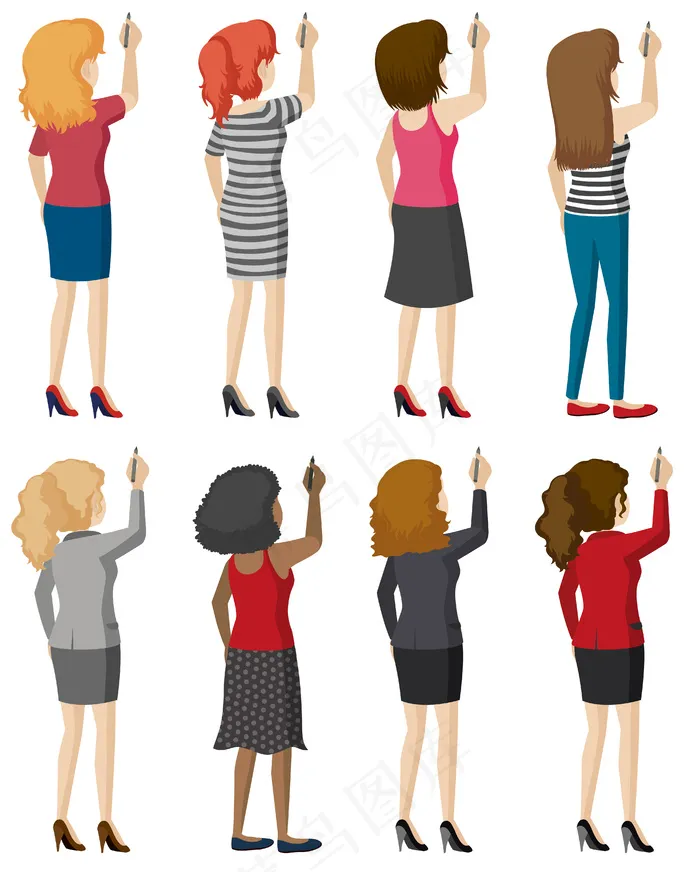 人物写作eps,ai矢量模版下载