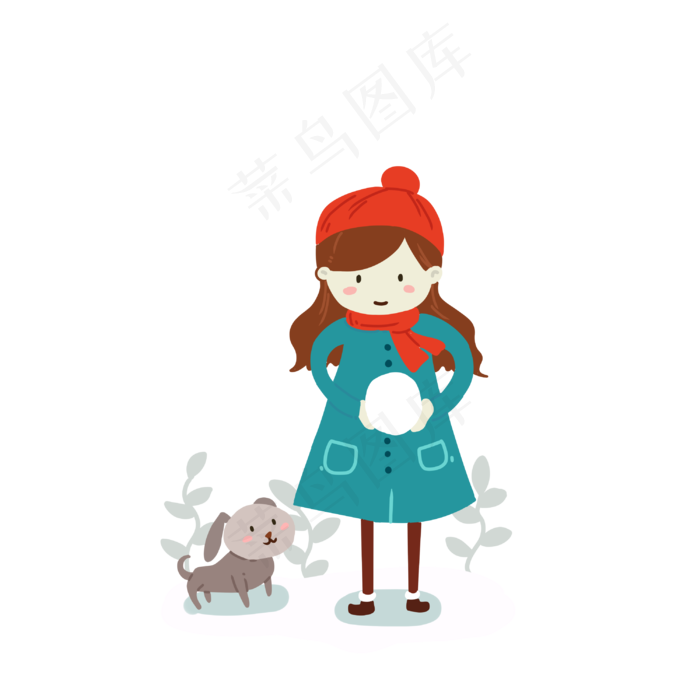 立冬手拿雪球的小女孩