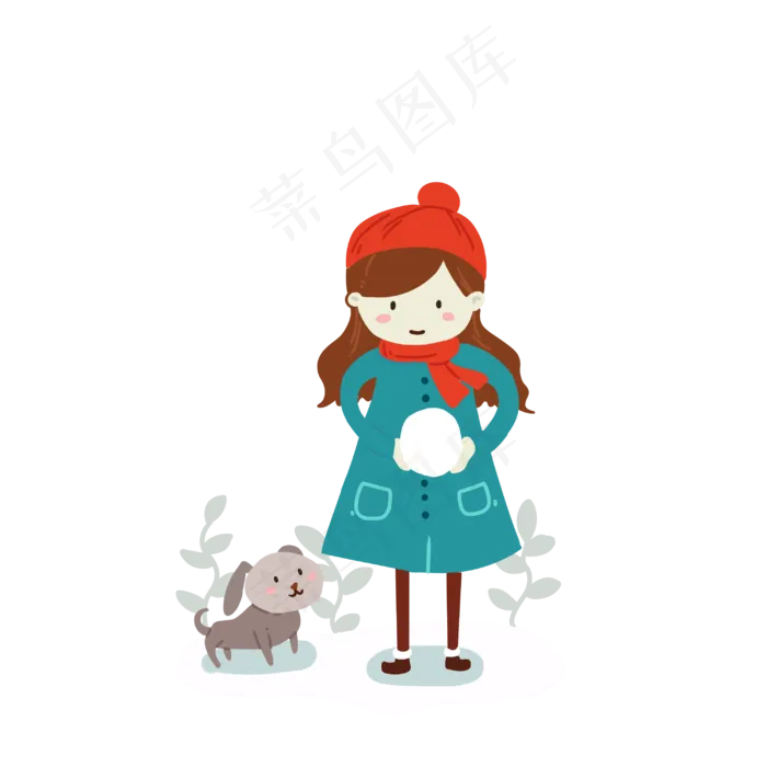 立冬手拿雪球的小女孩(3000X3000(DPI:300))psd模版下载