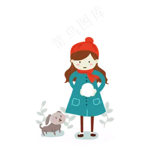 立冬手拿雪球的小女孩