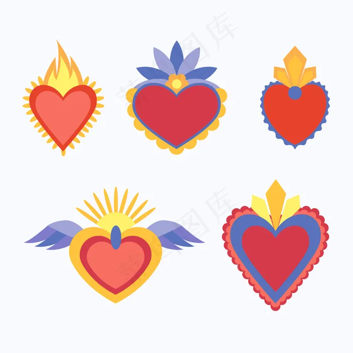 红色圣心概念eps,ai矢量模版下载