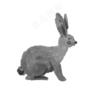 水墨中秋节微笑可爱月兔