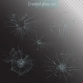 逼真的碎玻璃裂缝集