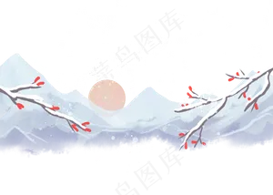 冬季雪山梅花雪景