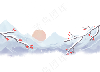 冬季雪山梅花雪景