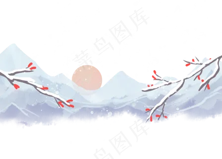 冬季雪山梅花雪景 冬季雪山梅花雪景