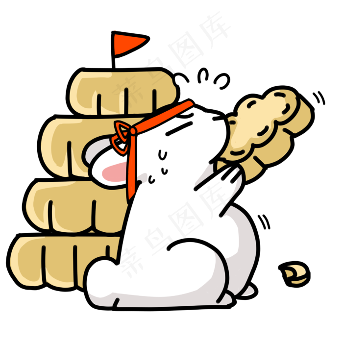 可爱玉兔吃月饼