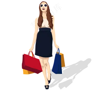 平面时尚购物女郎
