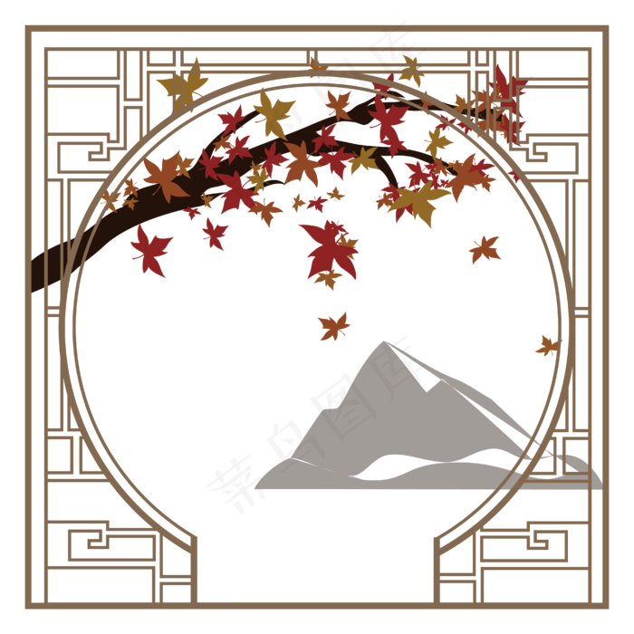 手绘矢量文件窗户花边边框枫叶飘(2000X2000(DPI:300))ai矢量模版下载
