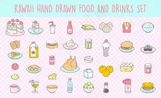 Kawaii手绘餐饮套装
