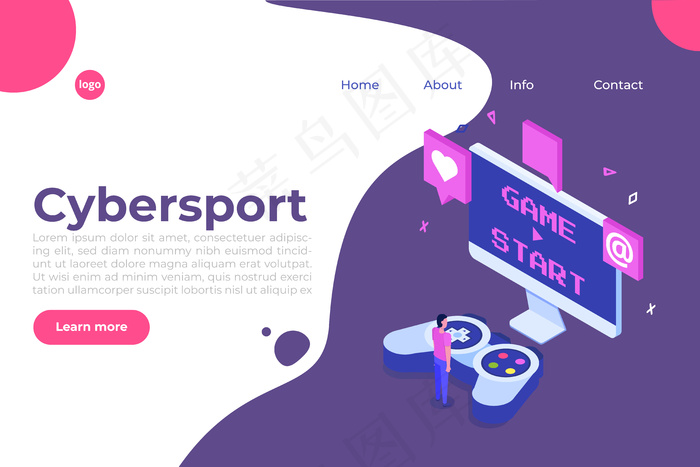 电子竞技或赛博竞技电脑游戏等轴测概念。