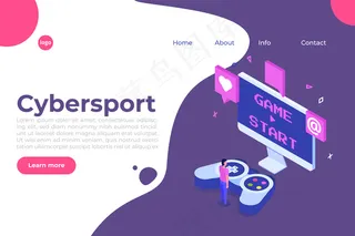 电子竞技或赛博竞技电脑游戏等轴测概念。