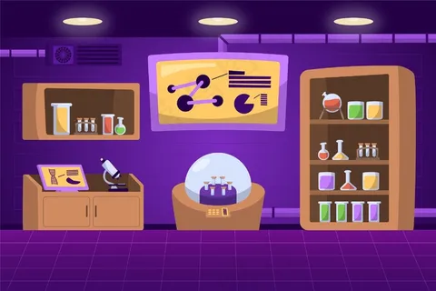 带有科学元素的卡通实验室 带有科学元素的卡通实验室