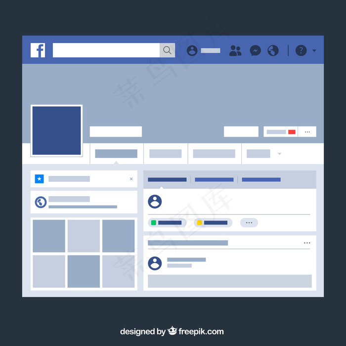 设计简约的Facebook网络界面eps,ai矢量模版下载