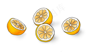 夏季食物手绘柠檬,免抠元素