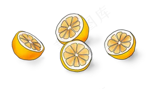 夏季食物手绘柠檬,免抠元素