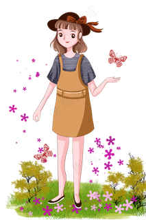 花朵飞扬跳舞的女孩