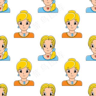 彩色无缝图案。卡通风格。