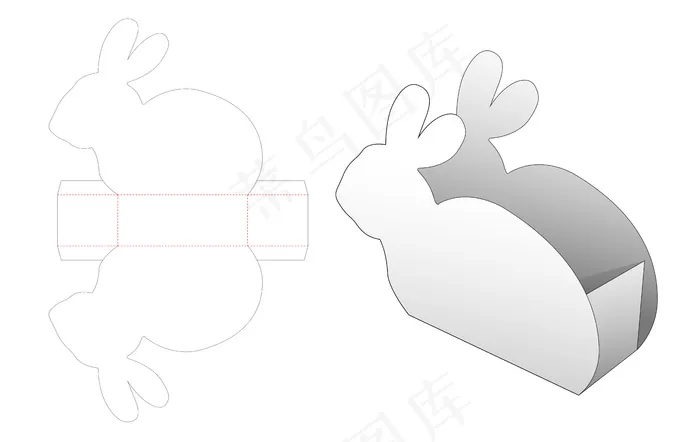 兔形小吃容器模切模板eps,ai矢量模版下载