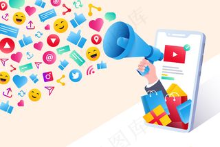 社交媒体营销手机概念