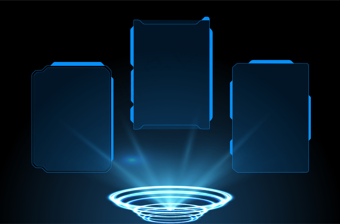 警告框。现代hud风格背景下的抽象技术框架。