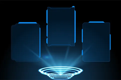 警告框。现代hud风格背景下的抽象技术框架。