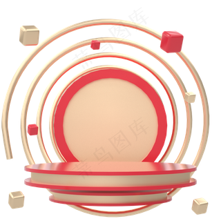 C4D双十一狂欢红色园形舞台