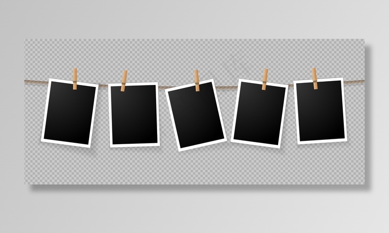 逼真的详细照片图标模板集