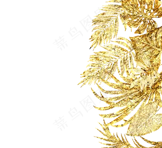 金色复合植物边框元素