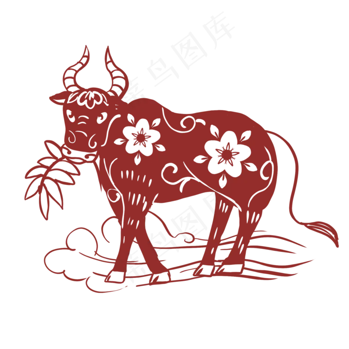 牛年窗花剪纸(2000X2000(DPI:300))psd模版下载