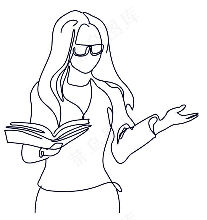 线描上课女教师