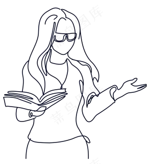 线描上课女教师