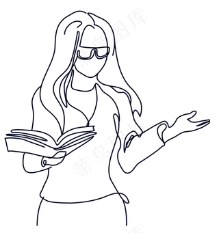 线描上课女教师