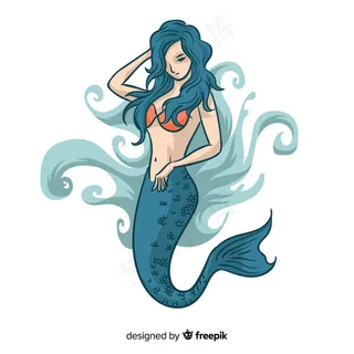 手绘美丽美人鱼背景