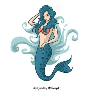 手绘美丽美人鱼背景