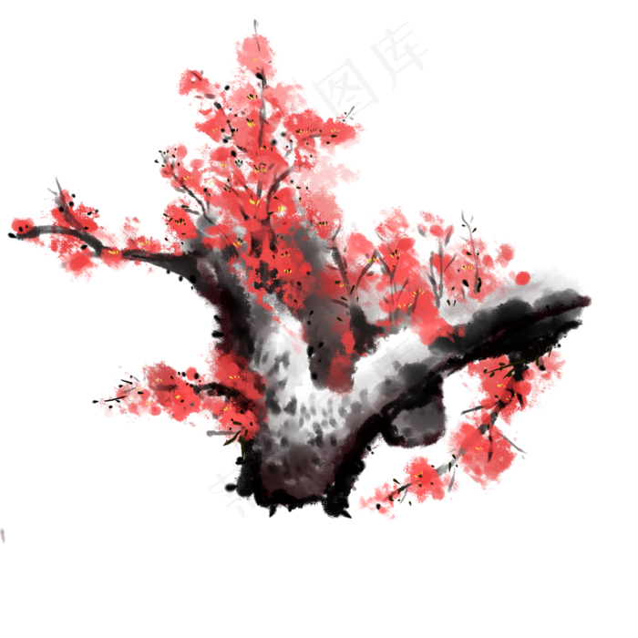 梅花墨梅中国风中国画装饰(2000X2000(DPI:300))psd模版下载
