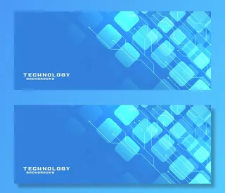 带电路线的蓝色技术旗帜banner