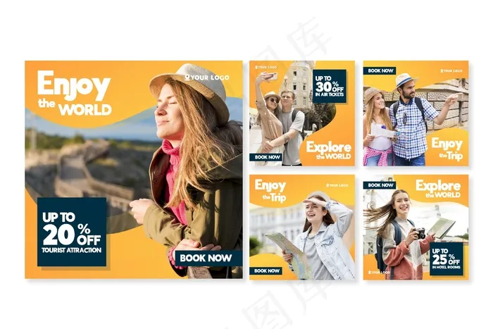 旅游销售模板集eps,ai矢量模版下载