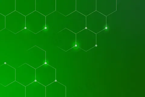 绿色背景上的六边形