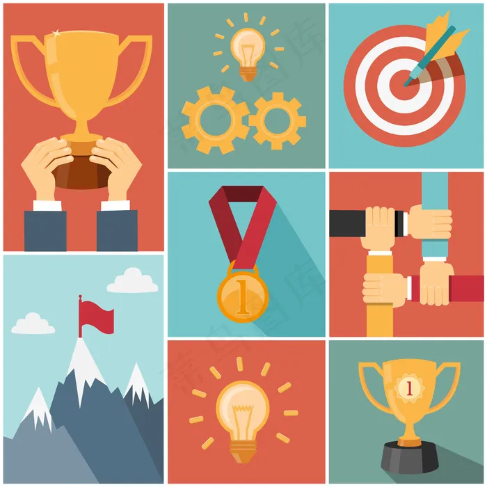 企业达成目标，成功概念矢量图eps,ai矢量模版下载