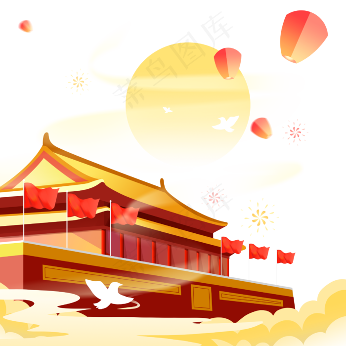 中秋国庆故宫月圆(3000X3000(DPI:300))psd模版下载