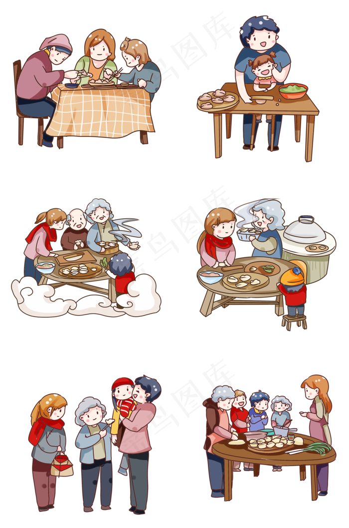 手绘卡通立冬吃饺子(2000X3020(DPI:300))psd模版下载
