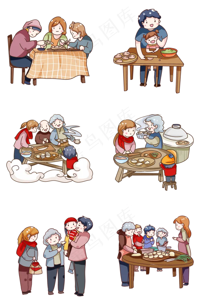 手绘卡通立冬吃饺子(2000X3020(DPI:300))psd模版下载
