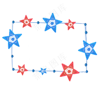 蓝色红色星星文本框