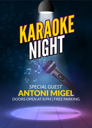 卡拉OK派对请柬海报设计模板。卡拉OK夜间宣传单,DM传单设计。音乐语音音乐会